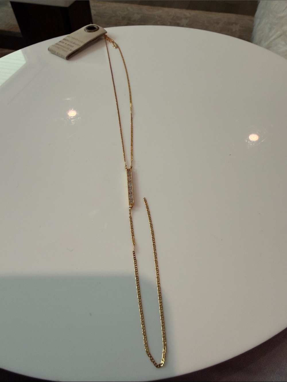 Anthropology Gold Bar Pendant Lariat Necklace Brand New